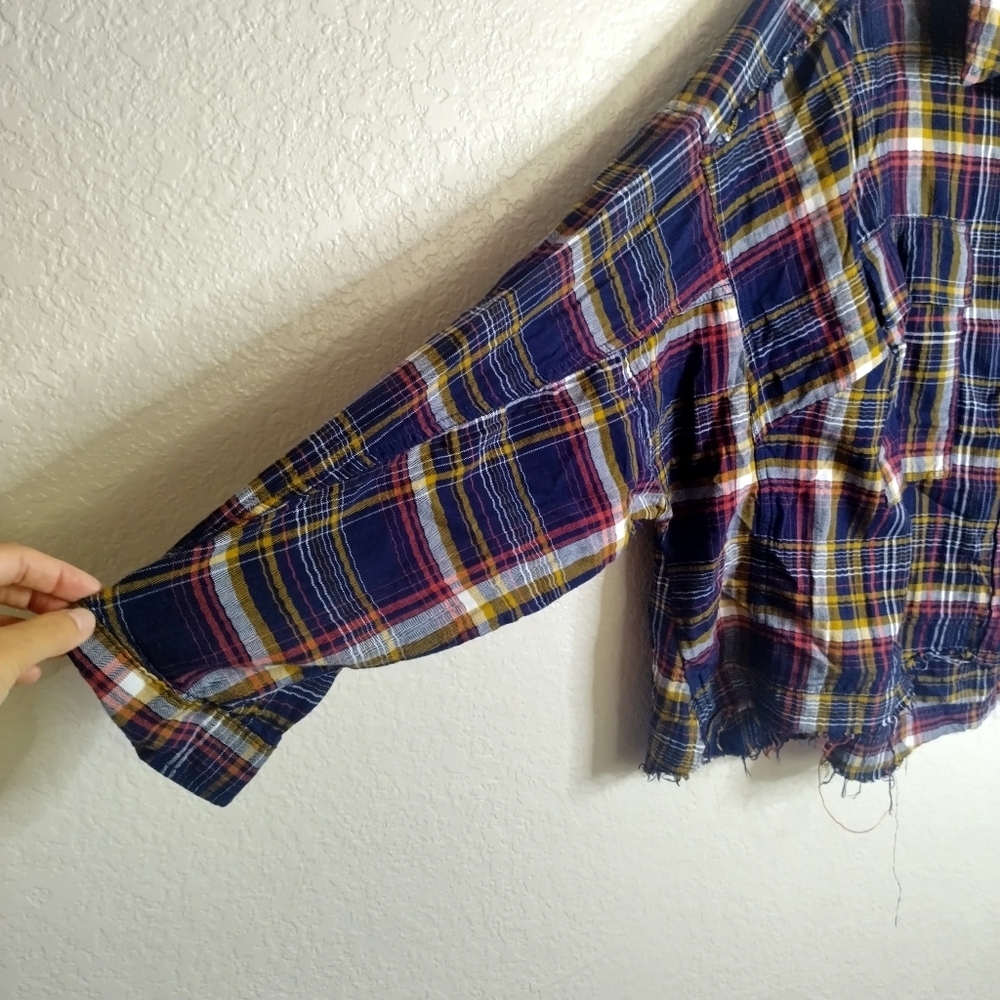 Anthropologie Pilcro Cropped Plaid Shirt Sz 3X - Picture 5 of 9